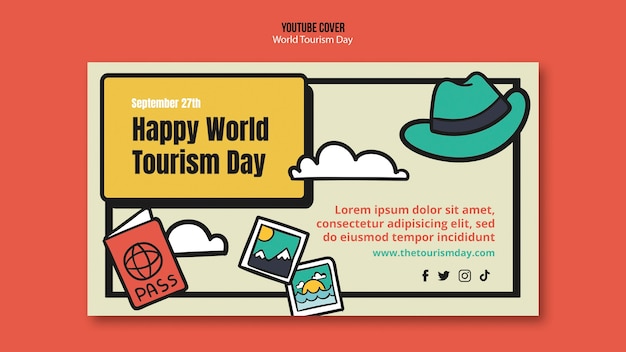 Шаблон всемирного дня туризма в плоском дизайне