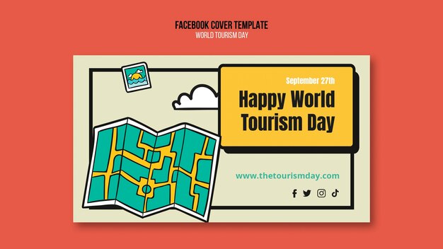 Flat design world tourism day template