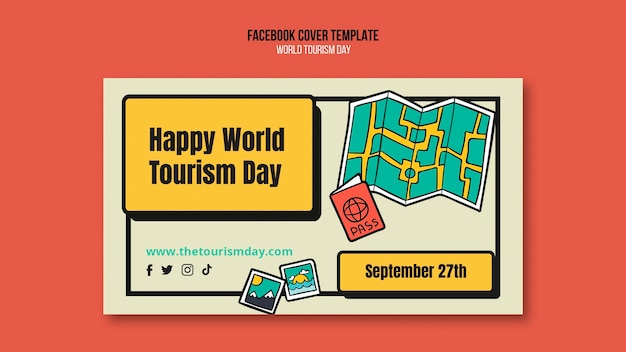 Free PSD flat design world tourism day template