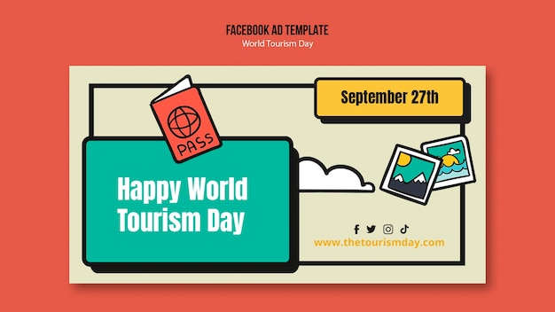 Free PSD flat design world tourism day template