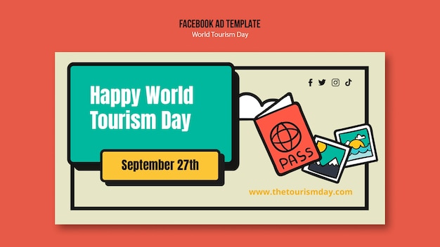 Flat design world tourism day template