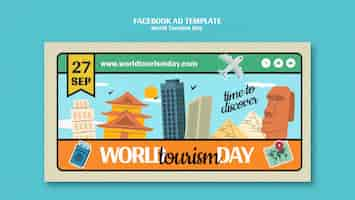 Free PSD flat design world tourism day template