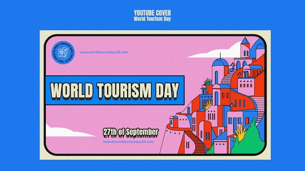 Free PSD flat design world tourism day template