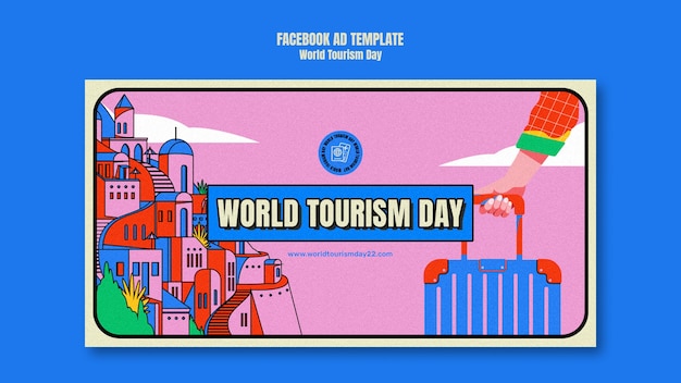 PSD gratuito modello di giornata mondiale del turismo di design piatto