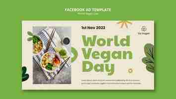 Free PSD flat design world vegan day facebook template