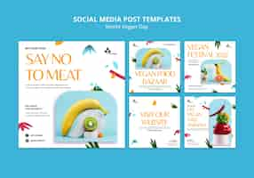 Free PSD flat design world vegan day template