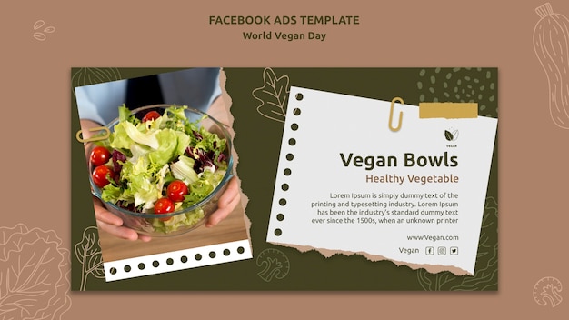 Free PSD flat design world vegan day template