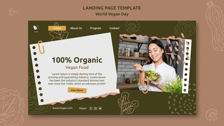 Free PSD flat design world vegan day template