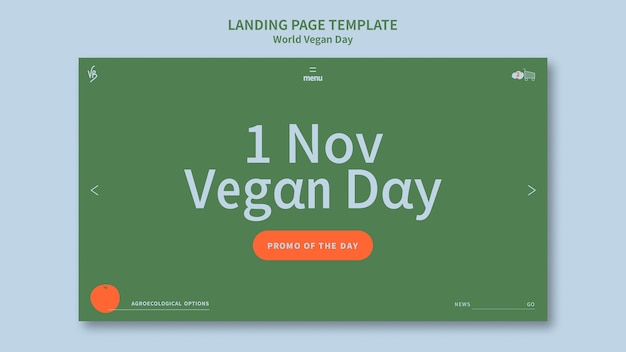 Free PSD flat design world vegan day template