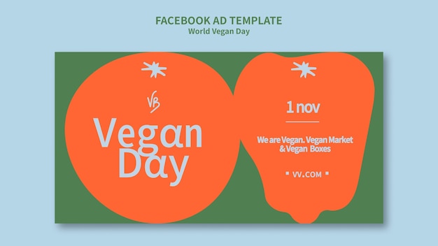 Flat design world vegan day template