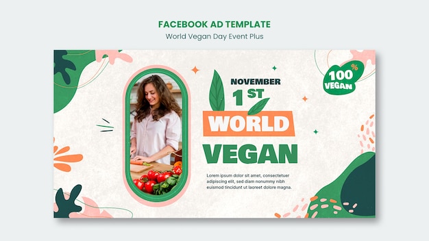 PSD gratuito modello di giornata mondiale vegana dal design piatto