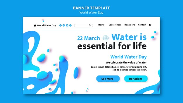 Flat design world water day template