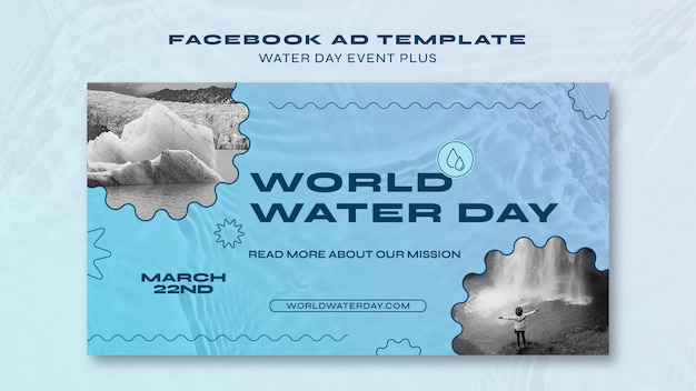 Free PSD flat design world water day template