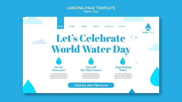 Flat design world water day template