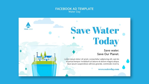 Бесплатный PSD Всемирный день воды в плоском дизайне