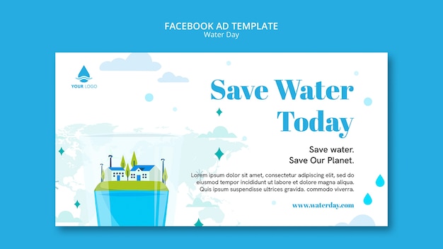 Flat design world water day template