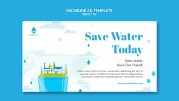 Free PSD flat design world water day template