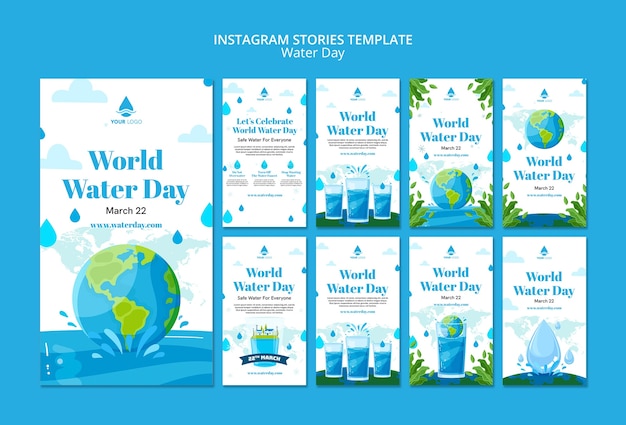 Free PSD flat design world water day template