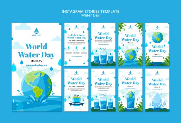 Flat design world water day template