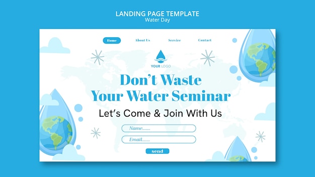 Free PSD flat design world water day template