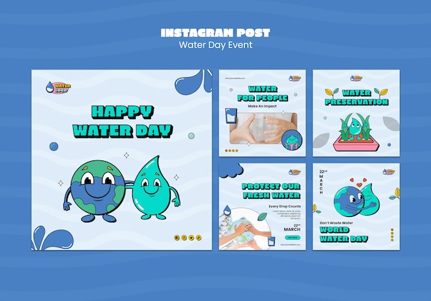 Free PSD flat design world water day template