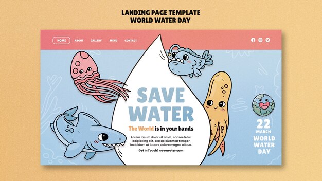 Flat design world water day template