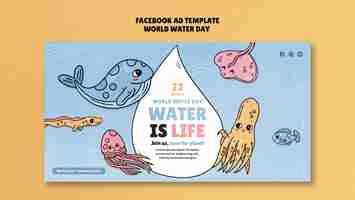 Free PSD flat design world water day template