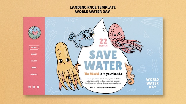 Free PSD flat design world water day template