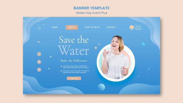 Free PSD flat design world water day template