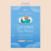 Free PSD flat design world water day template