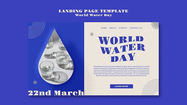 Free PSD flat design world water day template