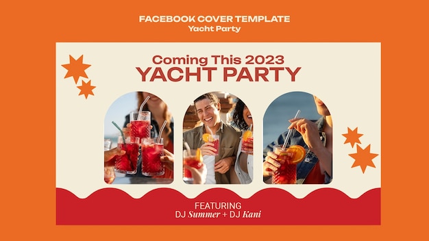 Free PSD flat design yacht party facebook cover  template