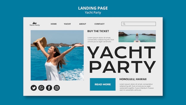 PSD gratuito modello di festa in yacht design piatto