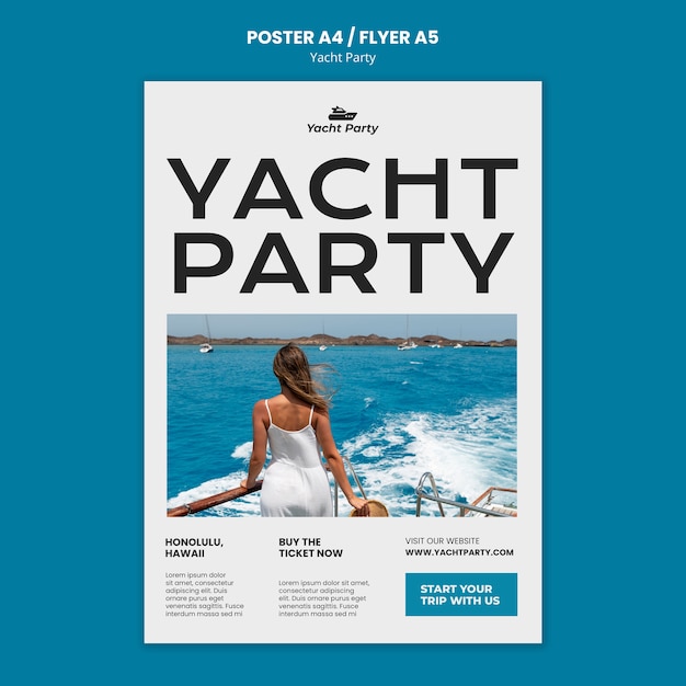 PSD gratuito modello di festa in yacht design piatto