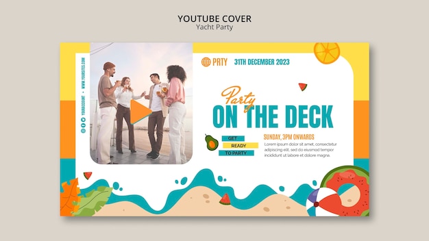 Free PSD flat design yacht party template