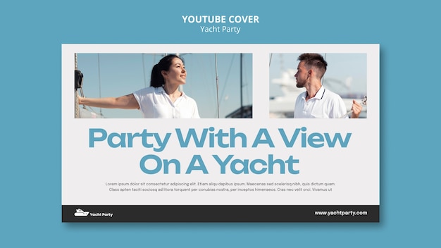 PSD gratuito modello di copertina per youtube per feste in yacht dal design piatto