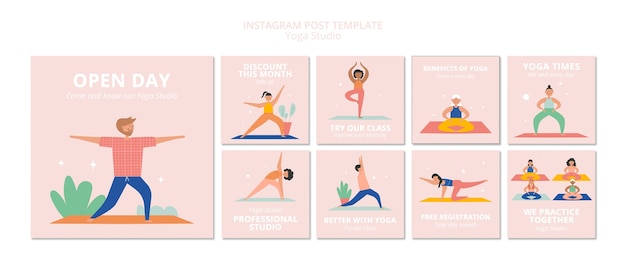 Free PSD flat design yoga studio template