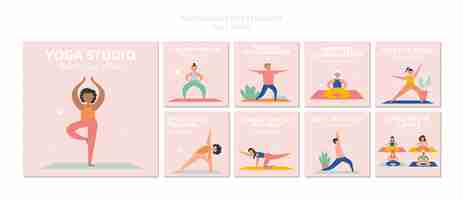 Free PSD flat design yoga studio template