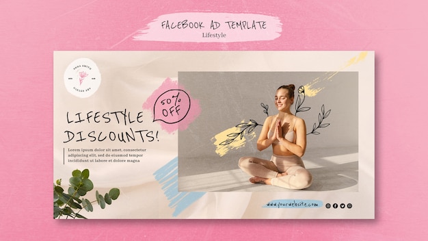 Free PSD flat design yoga template