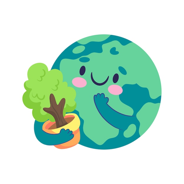 Free PSD flat earth planet illustration