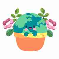 Free PSD flat earth planet illustration