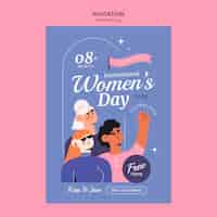 Free PSD flat invitation template for women's day celebration