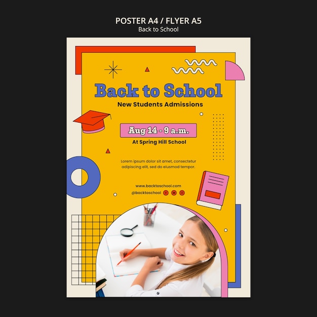 Flat lay back to school poster template