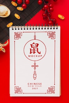 Flat lay of chinese new year mock-up