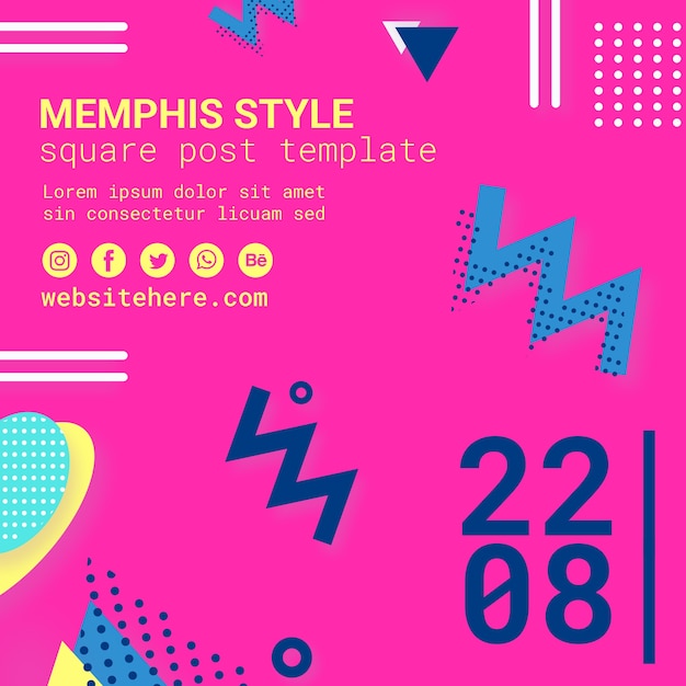 Free PSD flat pink memphis style background