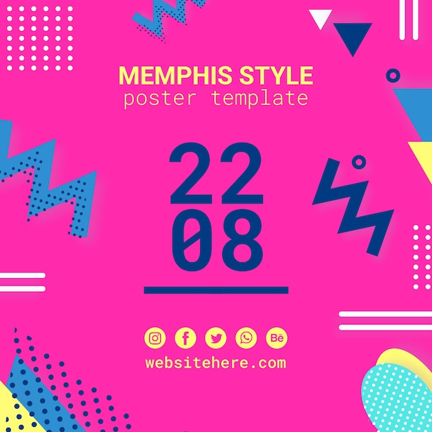 Free PSD flat pink memphis style background