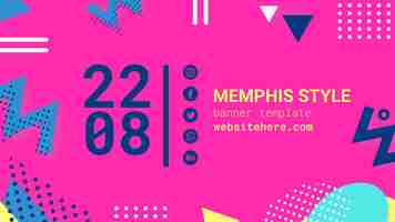 Free PSD flat pink memphis style banner