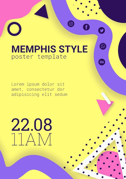 flat yellow memphis style poster