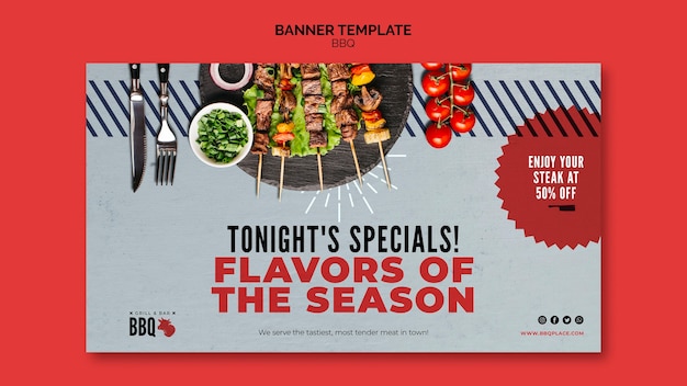 Free PSD flavours of the season bbq banner template