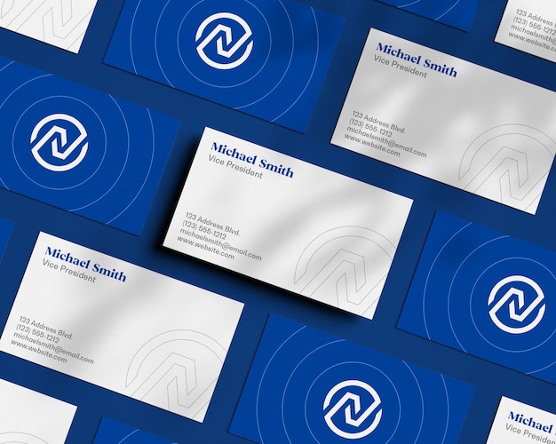 Float business card pattern with shadow overlay mockup